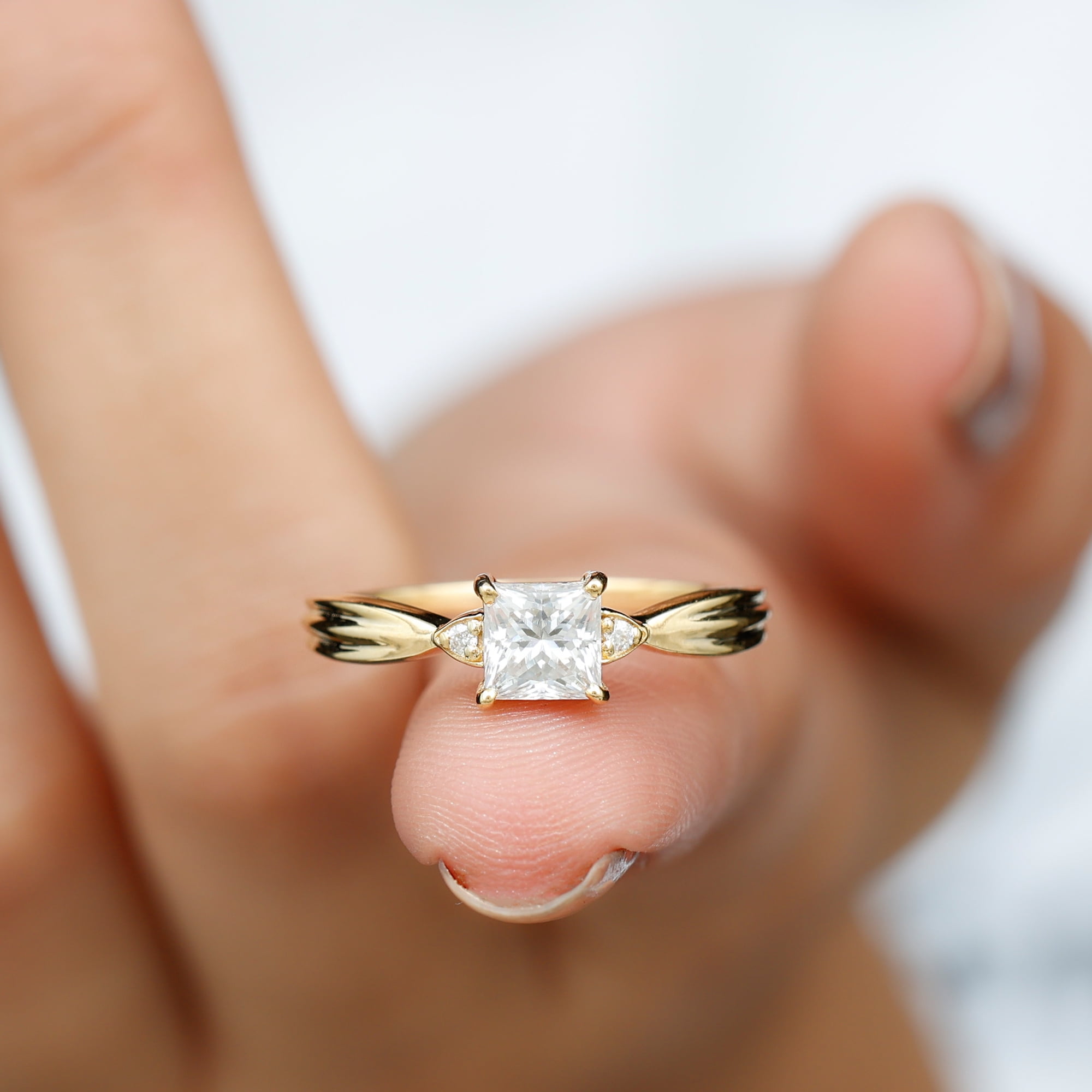 14K Rose Gold Princess Cut Twist Engagement Ring | Barkev's